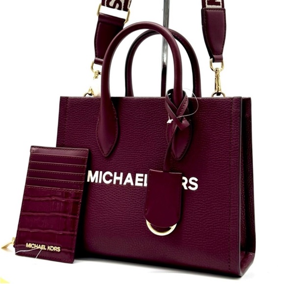 Michael Kors Mirella Small Crossbody Bag & Matching Card Case Wallet Ox Blood - Picture 2 of 11